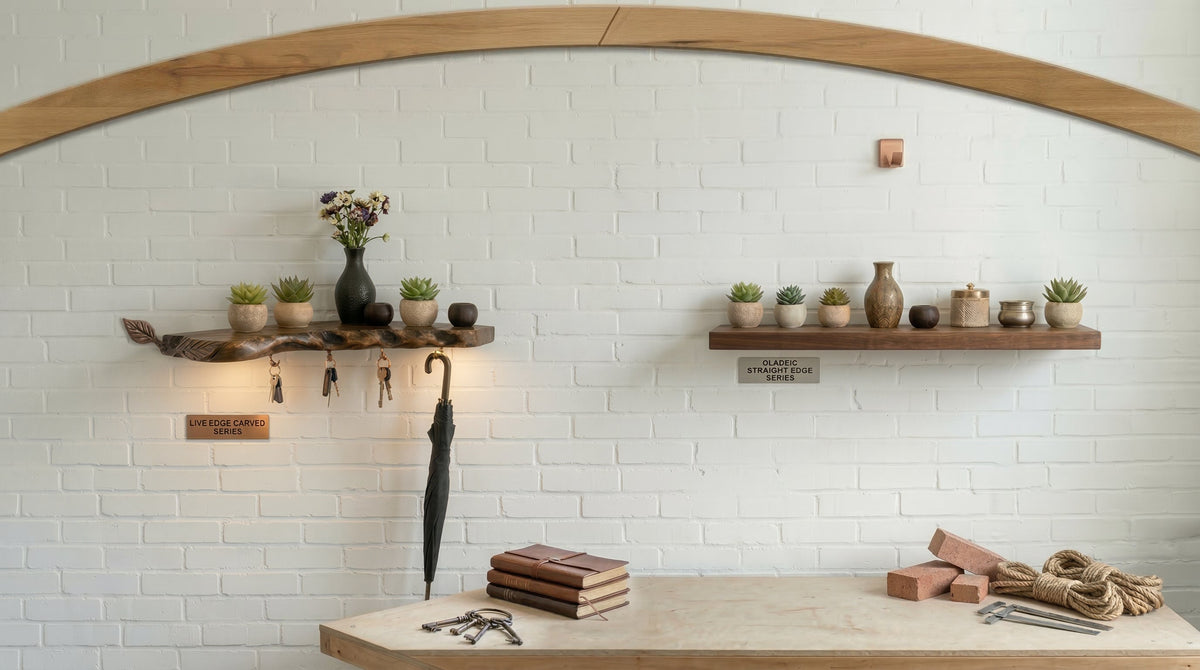 live edge vs straight edge shelves