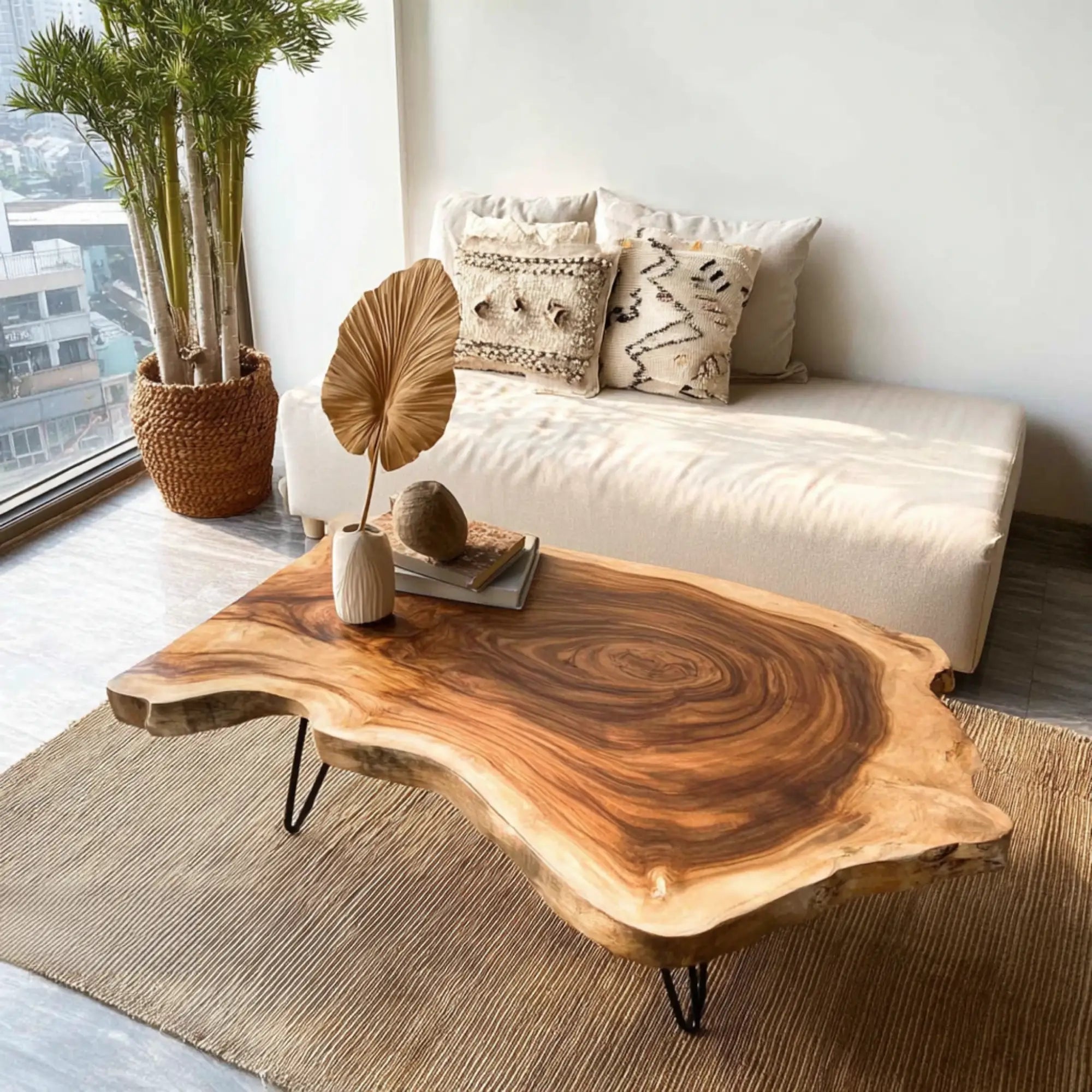 Live Edge Coffee Table Rustic Solid Wood CTICF25001