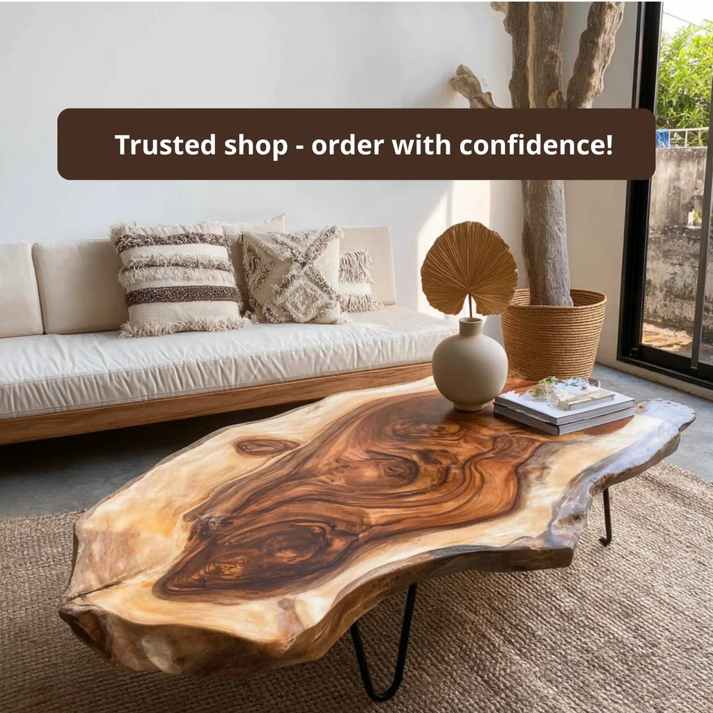 Live Edge Coffee Table Rustic Solid Wood CTICF25001