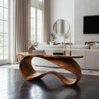 Artisan Ribbon Curve Sculptural Wood Coffee Table Base CTIBAS25003