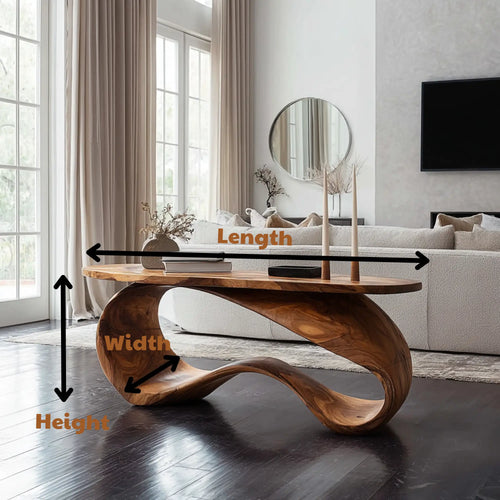 Artisan Ribbon Curve Sculptural Wood Coffee Table Base CTIBAS25003