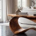 Artisan Ribbon Curve Sculptural Wood Coffee Table Base CTIBAS25003