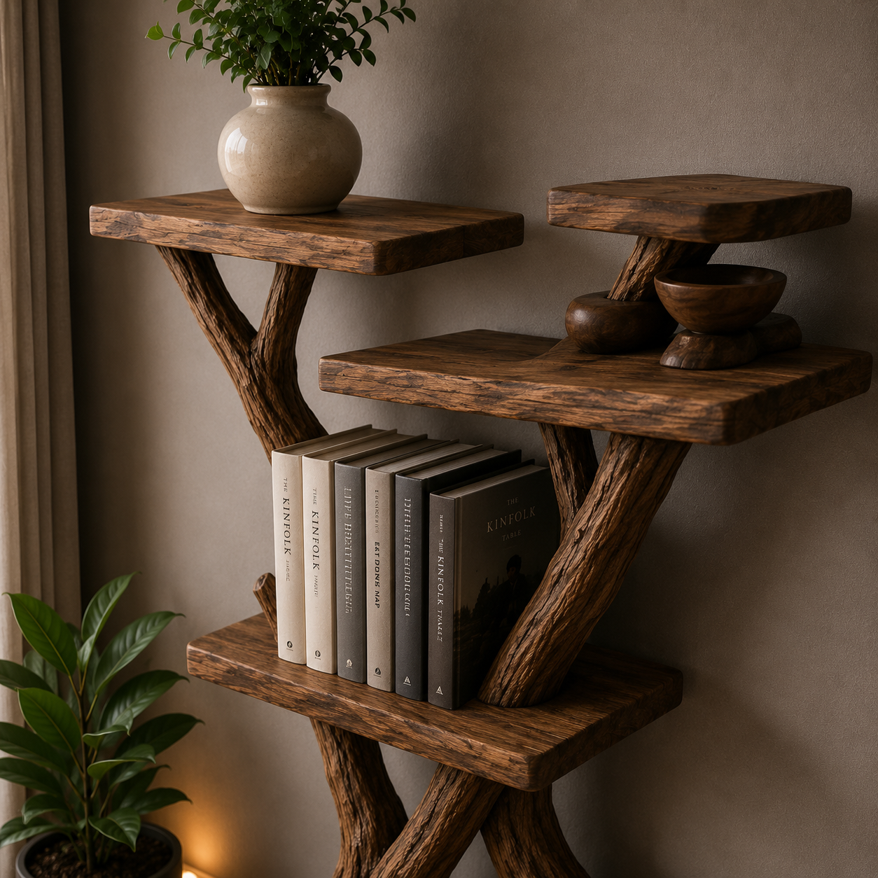 Artisan Sculptural Tree Bookshelf in Solid Wood CTITB25010