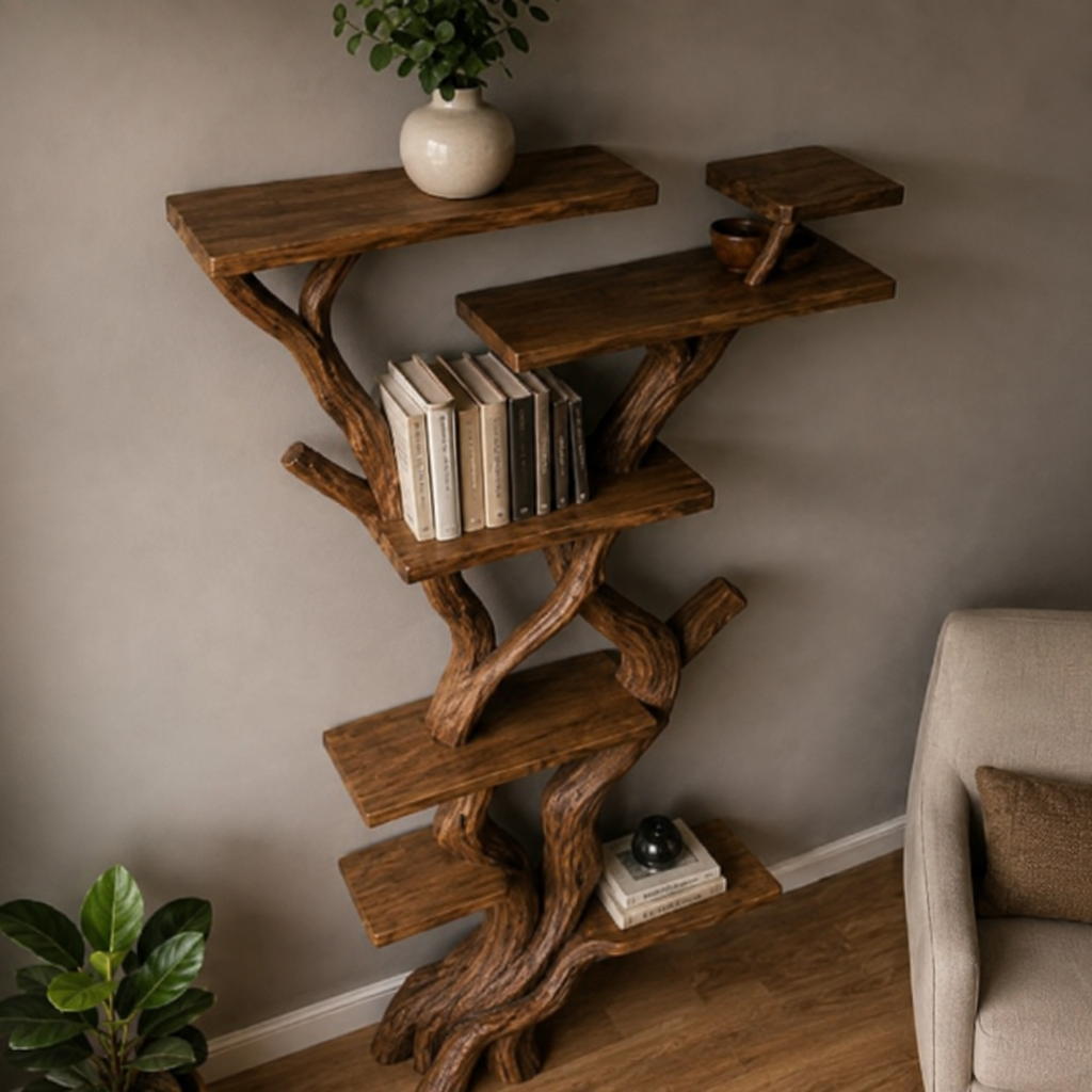 Artisan Sculptural Tree Bookshelf in Solid Wood CTITB25010