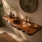 Bathroom Floating Vanity Shelf Rustic Live Edge Wood Sink Top CTIBRV25007