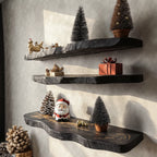 Black Live Edge Wall Floating Shelves for Christmas Decor CTIFL25007