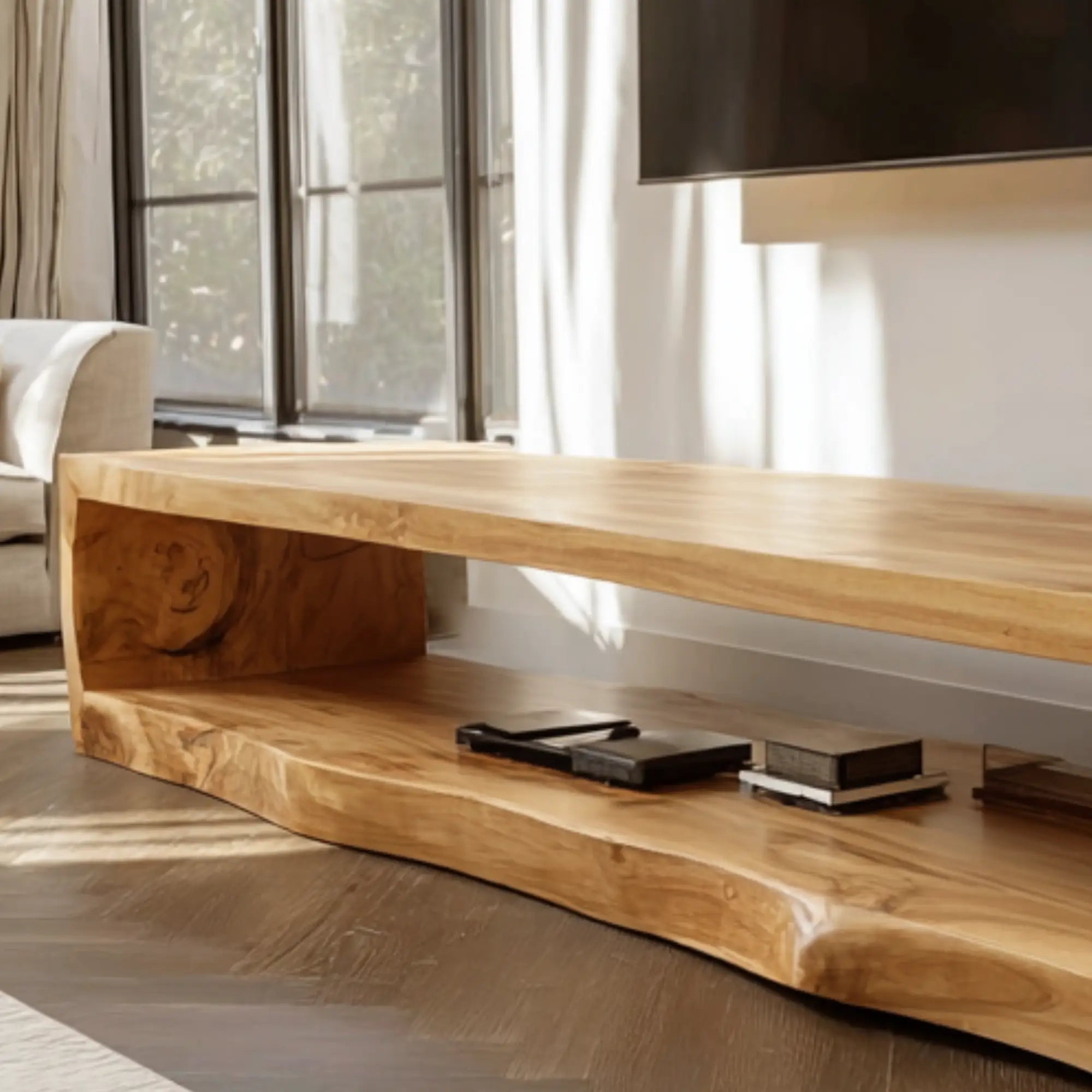 Custom Artisan Large Wood Waterfall Media Console TV Stand CTITV25004