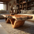 Custom Live Edge Coffee Table with Curved Loop Wood Legs CTICF25003