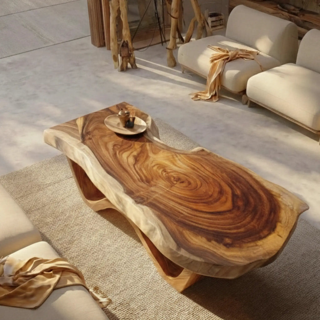 Custom Live Edge Coffee Table with Curved Loop Wood Legs CTICF25003