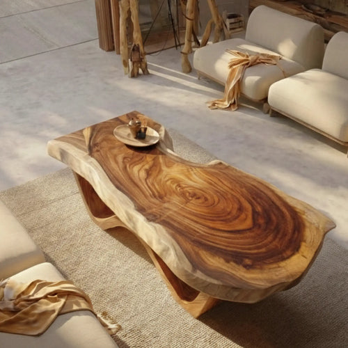 Custom Live Edge Coffee Table with Curved Loop Wood Legs CTICF25003
