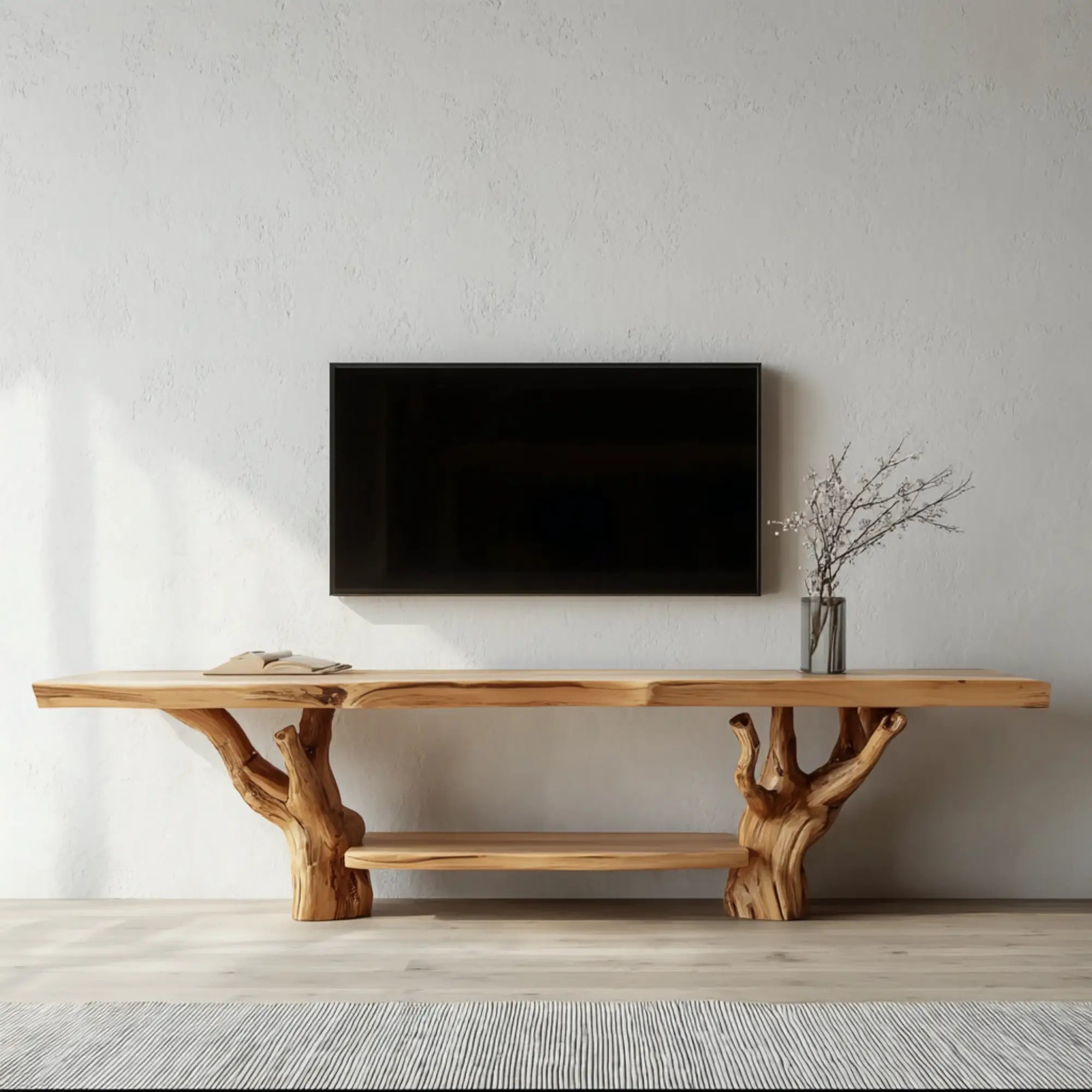 Custom Mid Century Live Edge Wood Console Table TV Stand CTITV25005