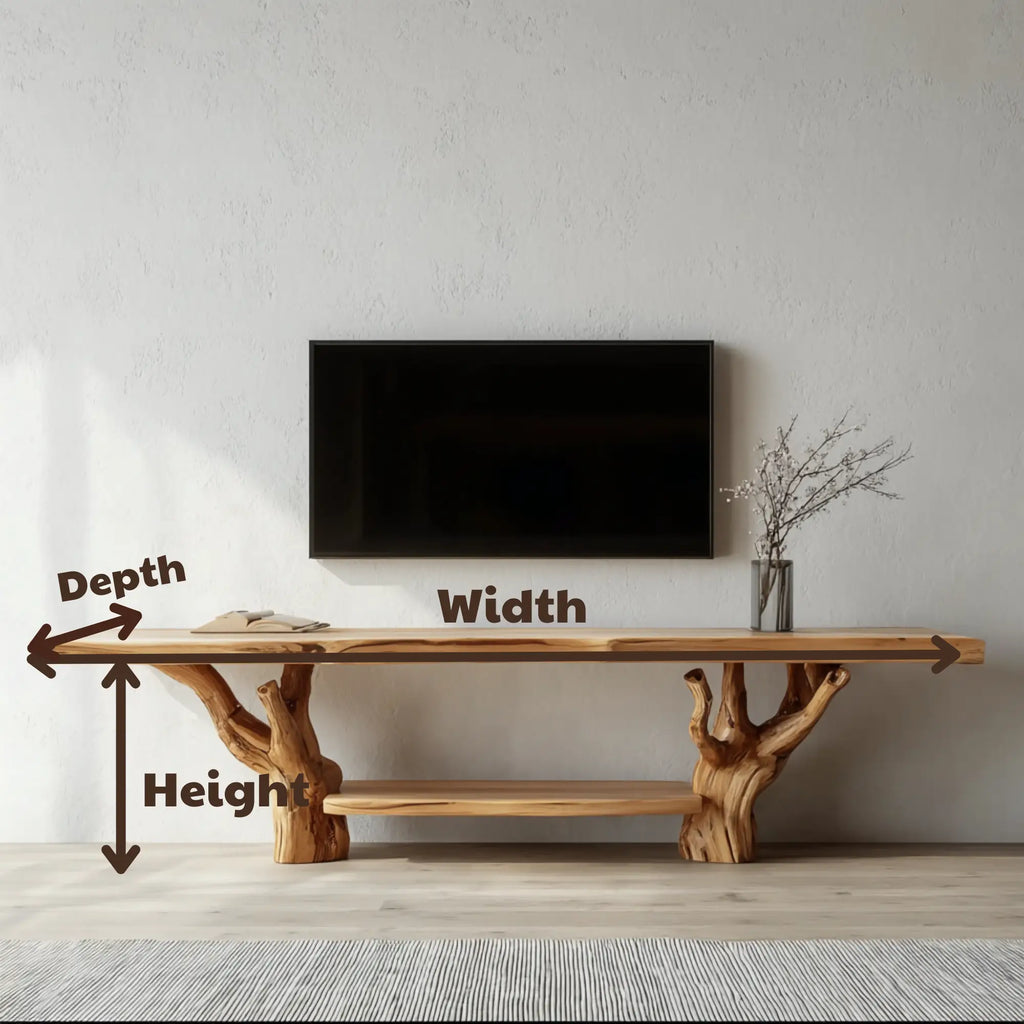 Custom Mid Century Live Edge Wood Console Table TV Stand CTITV25005