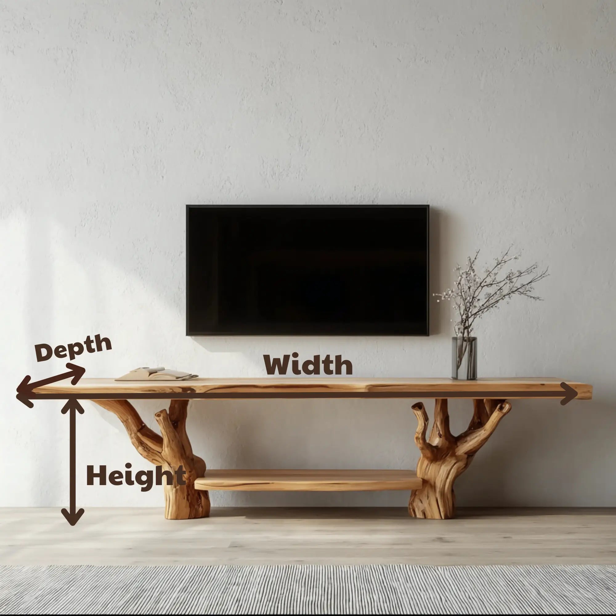 Custom Mid Century Live Edge Wood Console Table TV Stand CTITV25005