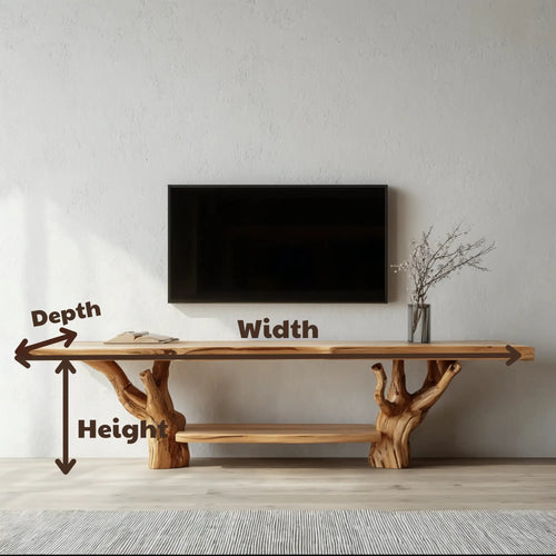 Custom Mid Century Live Edge Wood Console Table TV Stand CTITV25005