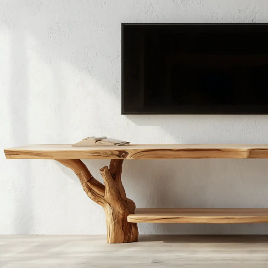 Custom Mid Century Live Edge Wood Console Table TV Stand CTITV25005