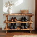 Custom Wood Bench Wood Farmhouse Shoe Rack Bench Storage CTIBE25004