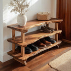 Custom Wood Bench Wood Farmhouse Shoe Rack Bench Storage CTIBE25004
