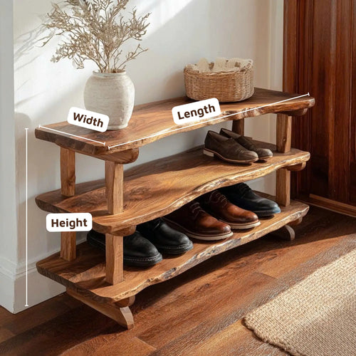 Custom Wood Bench Wood Farmhouse Shoe Rack Bench Storage CTIBE25004
