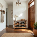 Custom Wood Bench Wood Farmhouse Shoe Rack Bench Storage CTIBE25004
