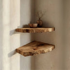 Farmhouse Rustic Natural Wood Corner Shelf CTICN25007