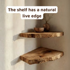 Farmhouse Rustic Natural Wood Corner Shelf CTICN25007