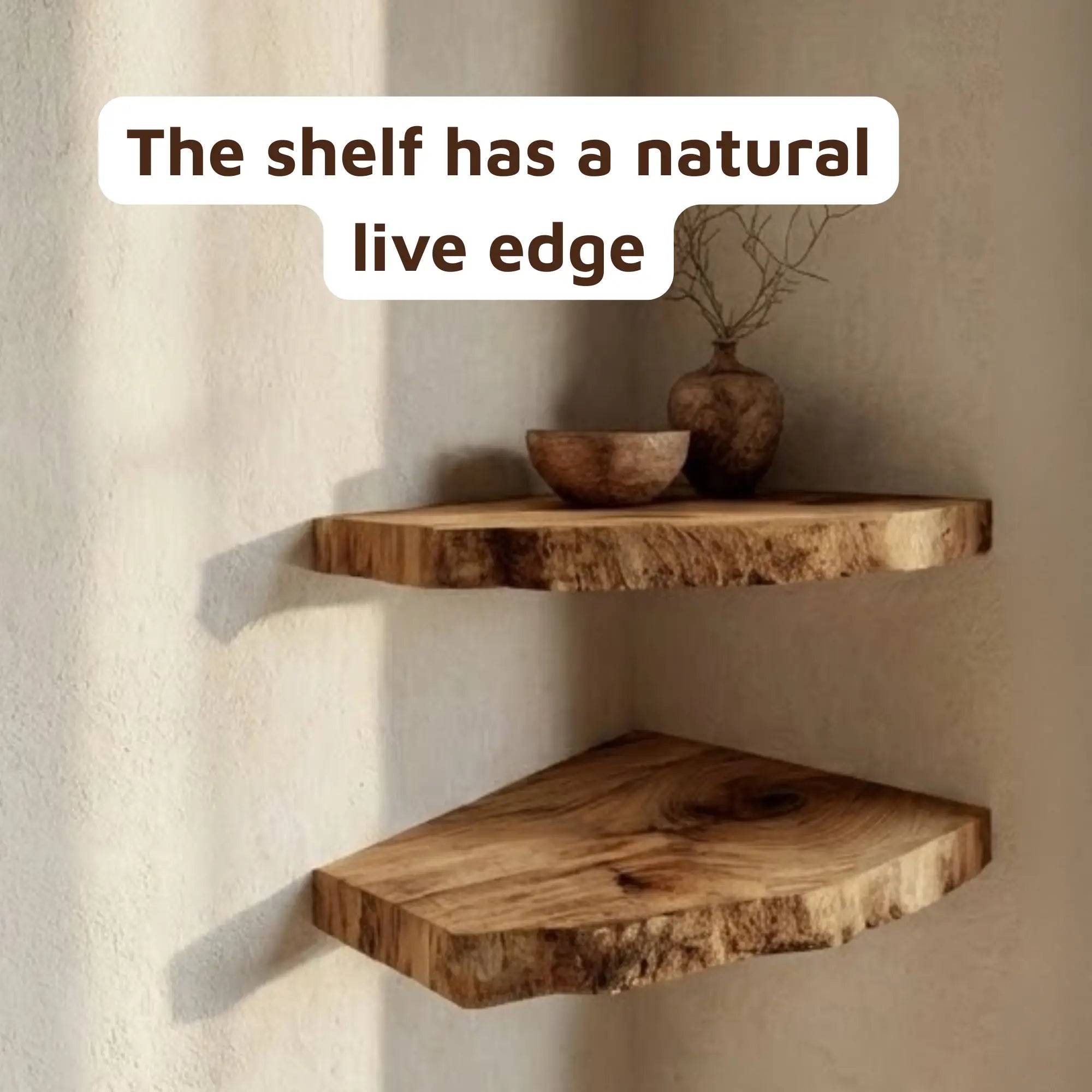 Farmhouse Rustic Natural Wood Corner Shelf CTICN25007