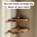 Farmhouse Rustic Natural Wood Corner Shelf CTICN25007