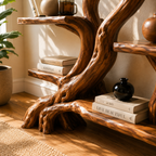 Hand Carved Tree Branch Bookcase Wall Mounted CTITB25009