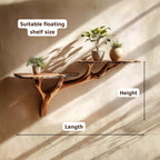 Hand Carved Wood Tree Branch Wall Mounted Shelf CTITB25002