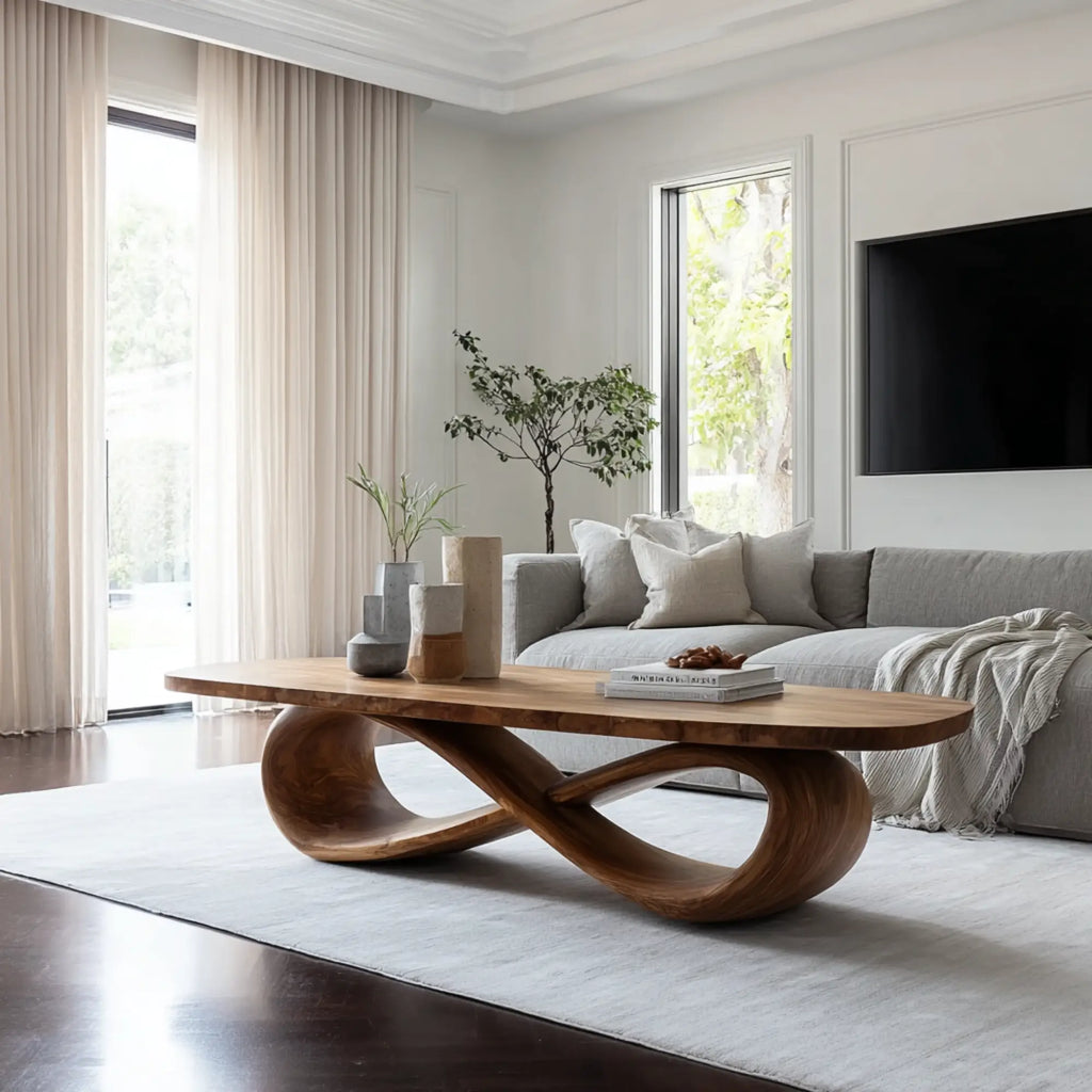 Handcrafted Infinity Loop Solid Wood Coffee Table Base CTIBAS25002