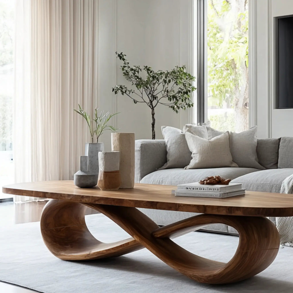 Handcrafted Infinity Loop Solid Wood Coffee Table Base CTIBAS25002