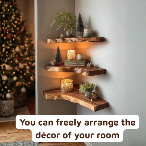 Handcrafted Live Edge Corner Shelves Xmas Decor CTICN25008