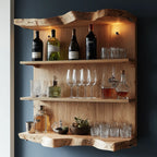 Handcrafted Live Edge Wood Wine Bar Shelf CTIBAR25003