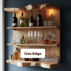 Handcrafted Live Edge Wood Wine Bar Shelf CTIBAR25003