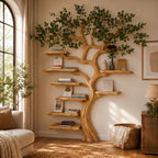 Handcrafted Tree Branch Wall Shelf in Natural Wood CTITB25005