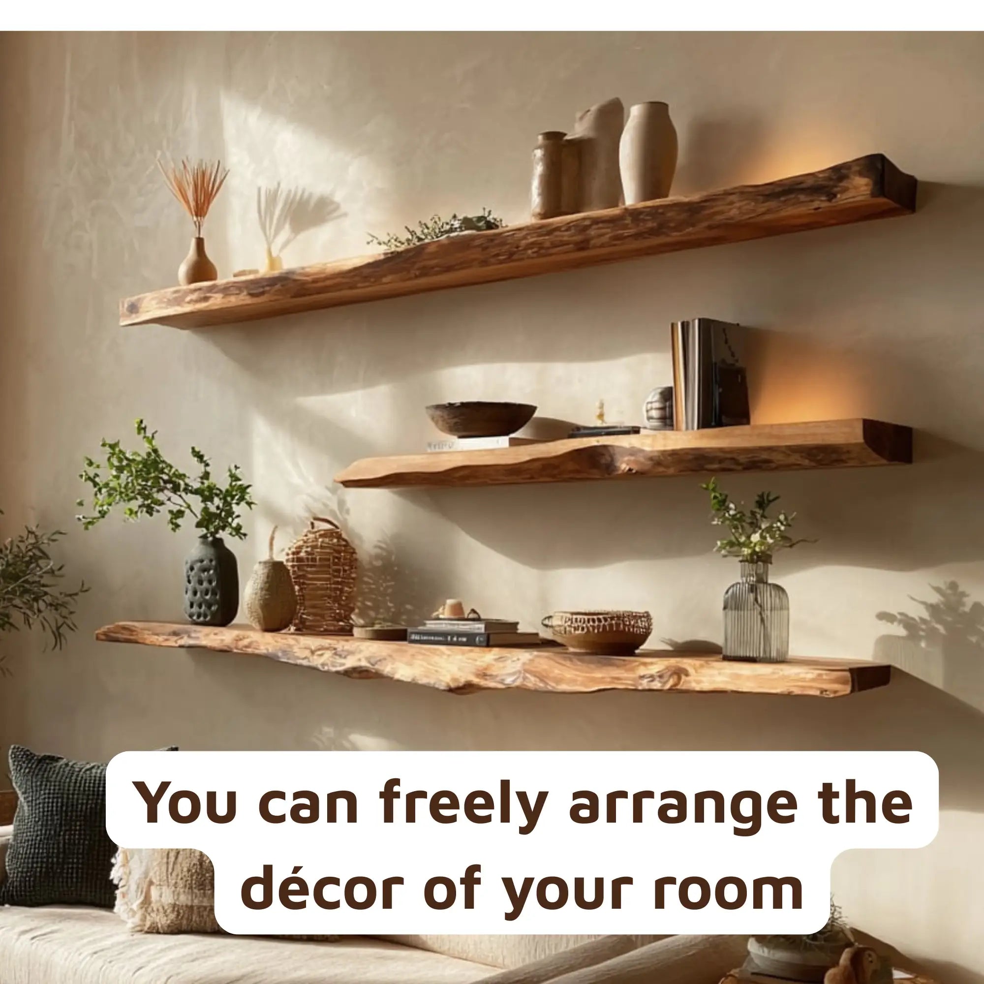 Handcrafted Wooden Floating Shelves TV Stand Living Room CTIFL25013