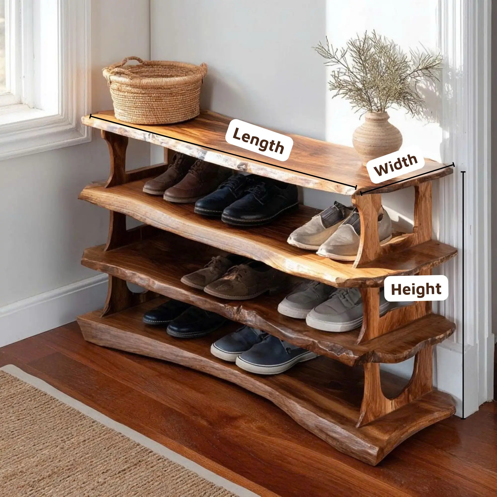 Handmade Entryway Wooden Shoe Storage Bench CTIBE25003