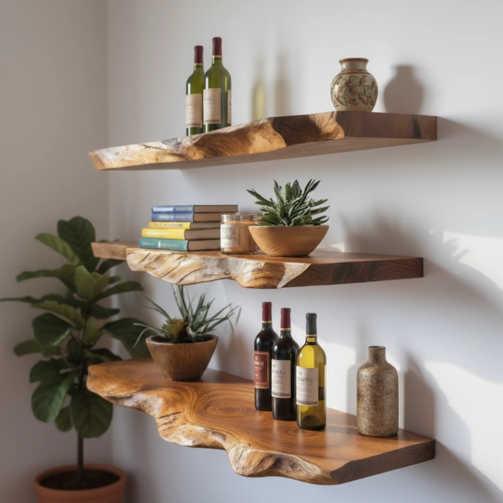 Handmade Live Edge Natural Floating Shelves CTIFL25009