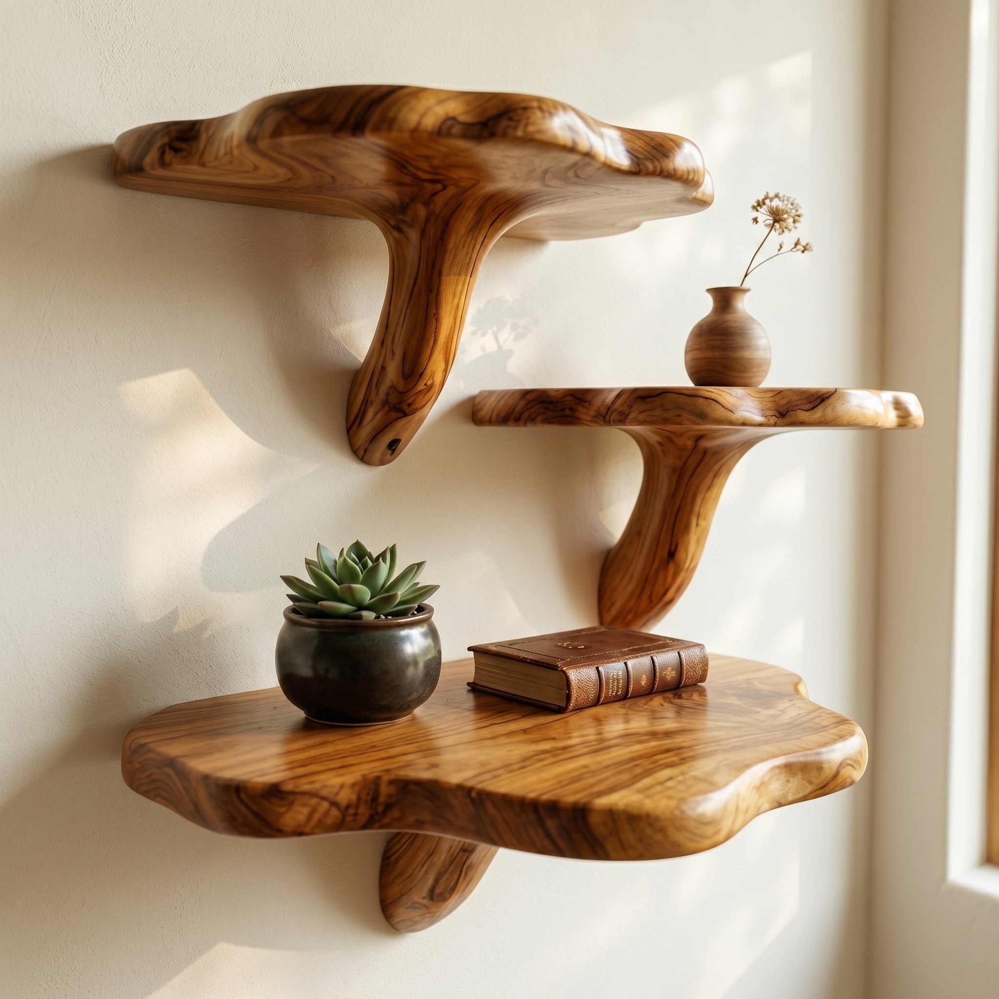 Handmade Wooden Mushroom Live Edge Shelf CTIMR25003