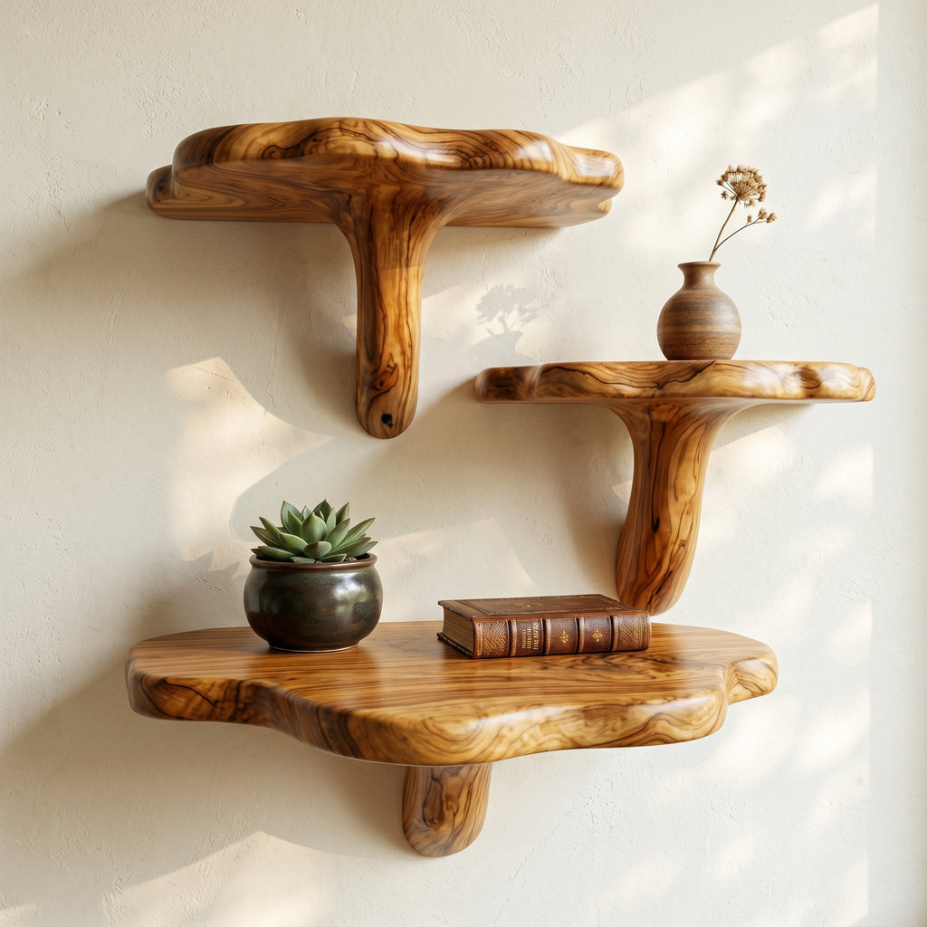 Handmade Wooden Mushroom Live Edge Shelf CTIMR25003