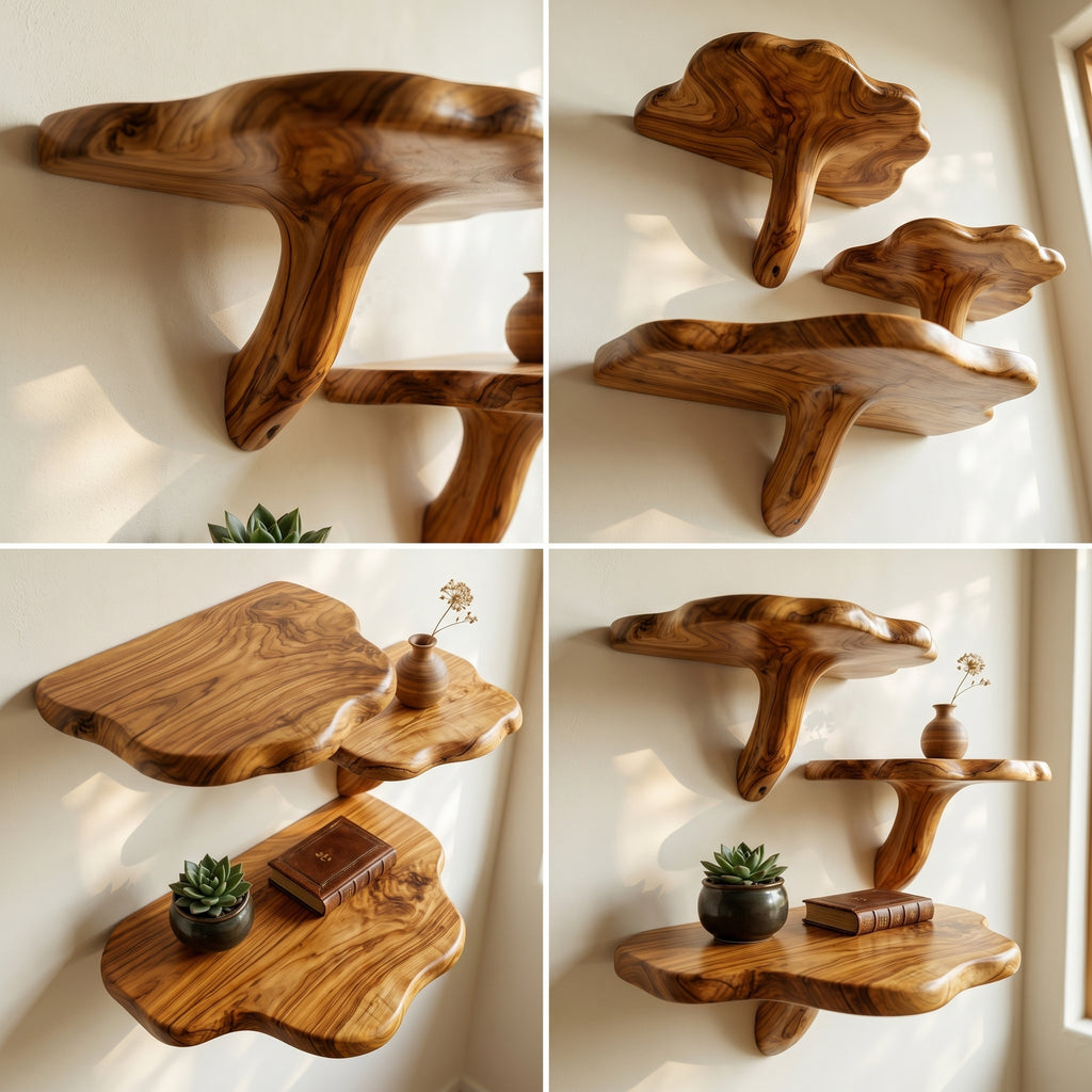 Handmade Wooden Mushroom Live Edge Shelf CTIMR25003
