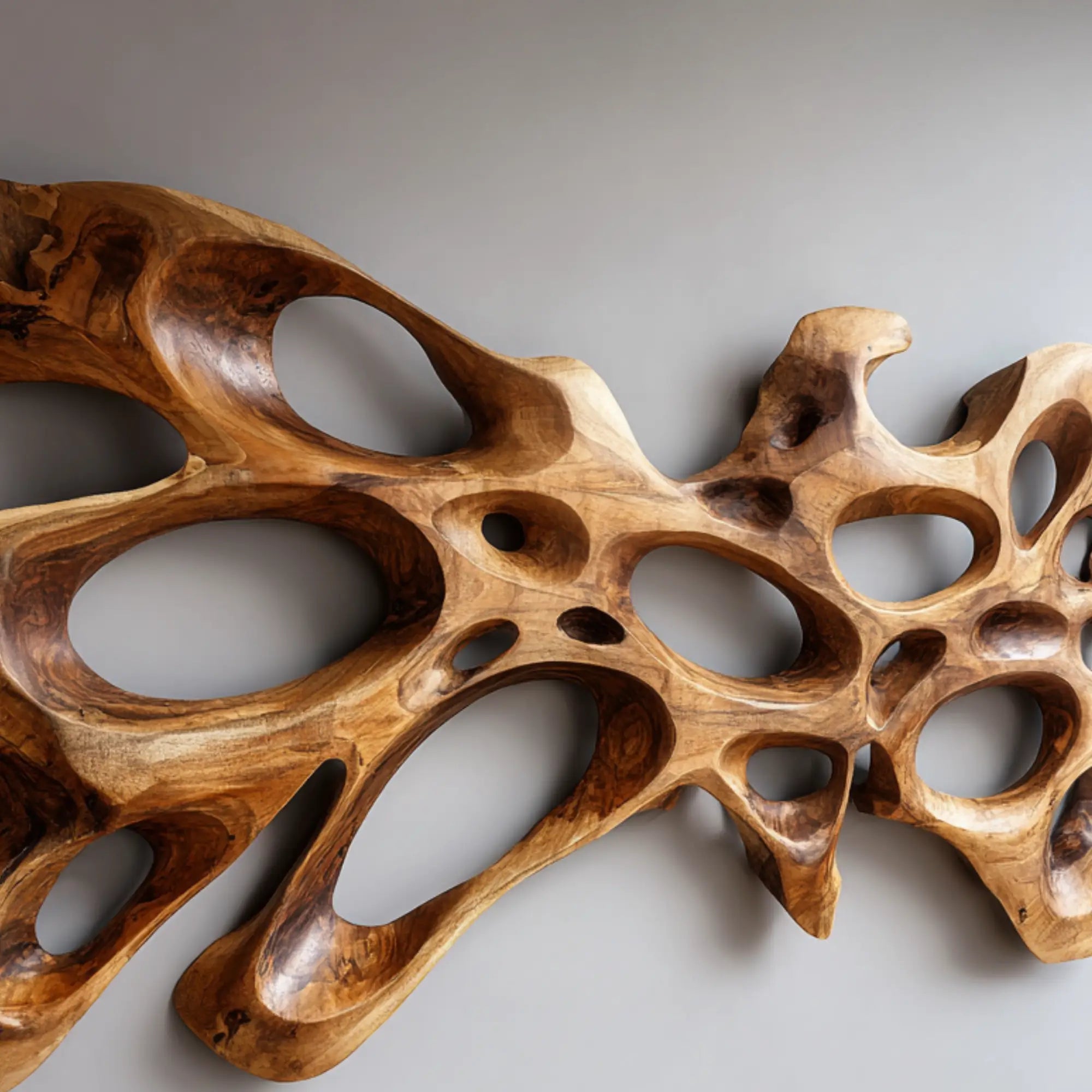 Large Hand Carved Suar Wood Abstract Wall Sculpture CTIWA25001