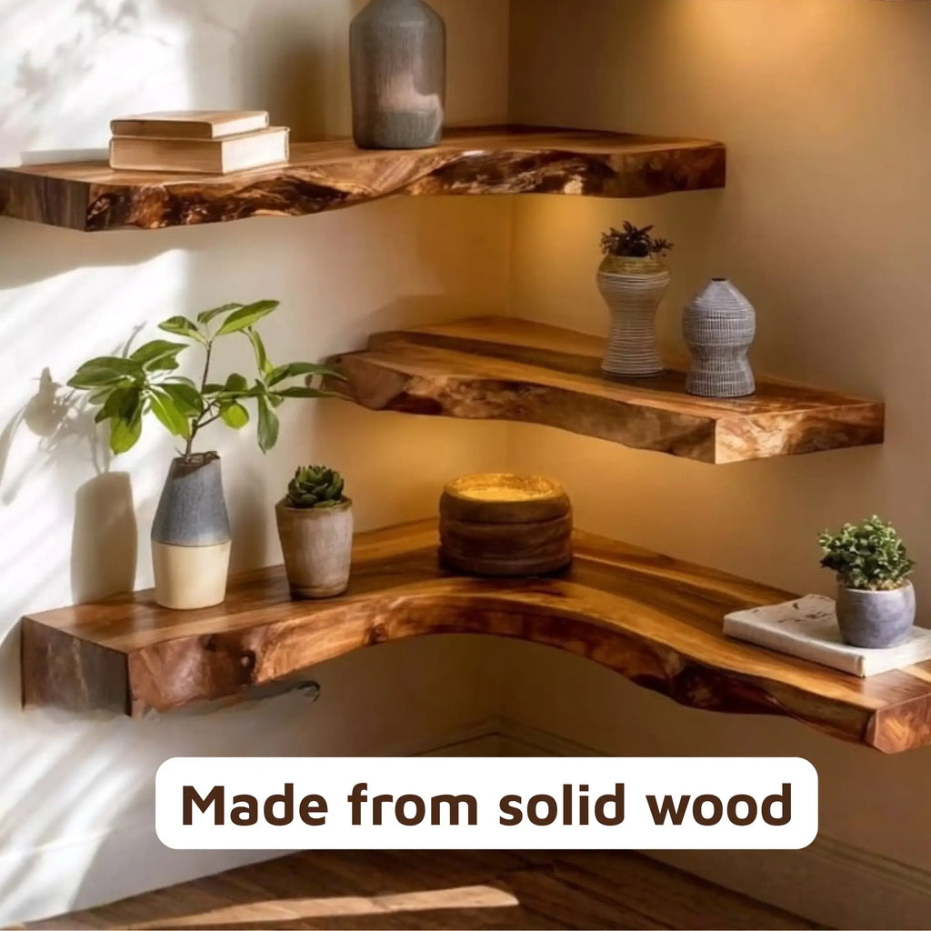 Live Edge Driftwood Carved Sculpture Corner Floating Shelf CTICN25001