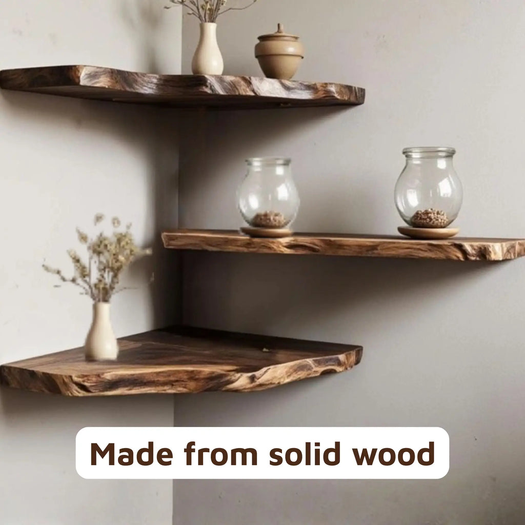 Live Edge Driftwood Carved Sculpture Corner Floating Shelf CTICN25003