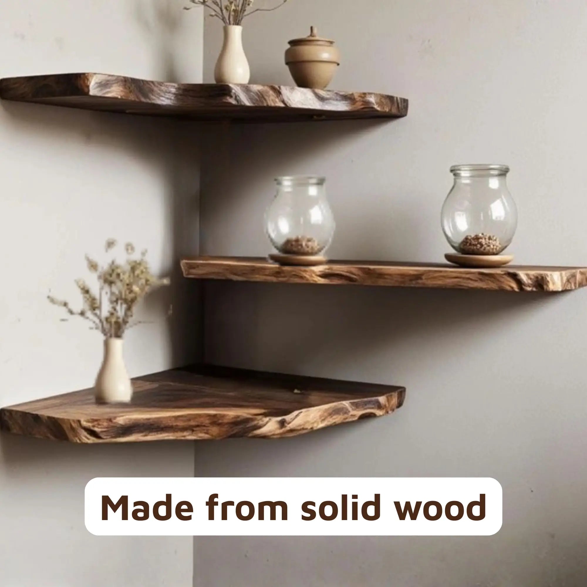 Live Edge Driftwood Carved Sculpture Corner Floating Shelf CTICN25003