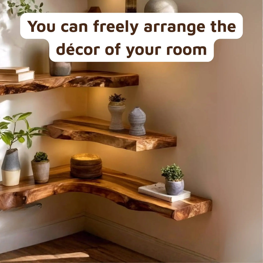 Live Edge Driftwood Carved Sculpture Corner Floating Shelf CTICN25001
