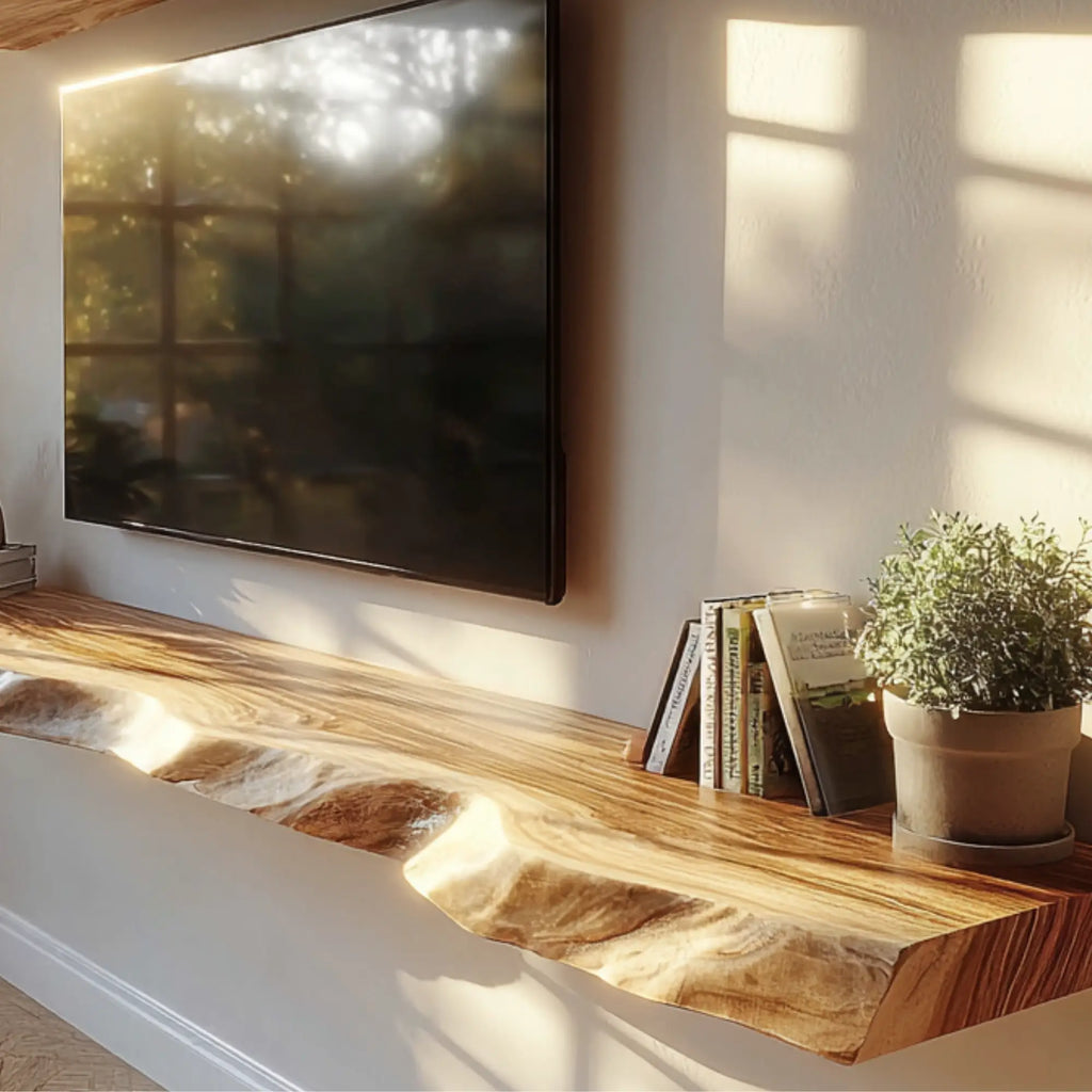 Live Edge Floating TV Stand Wall Mounted Media Shelf CTITV25007