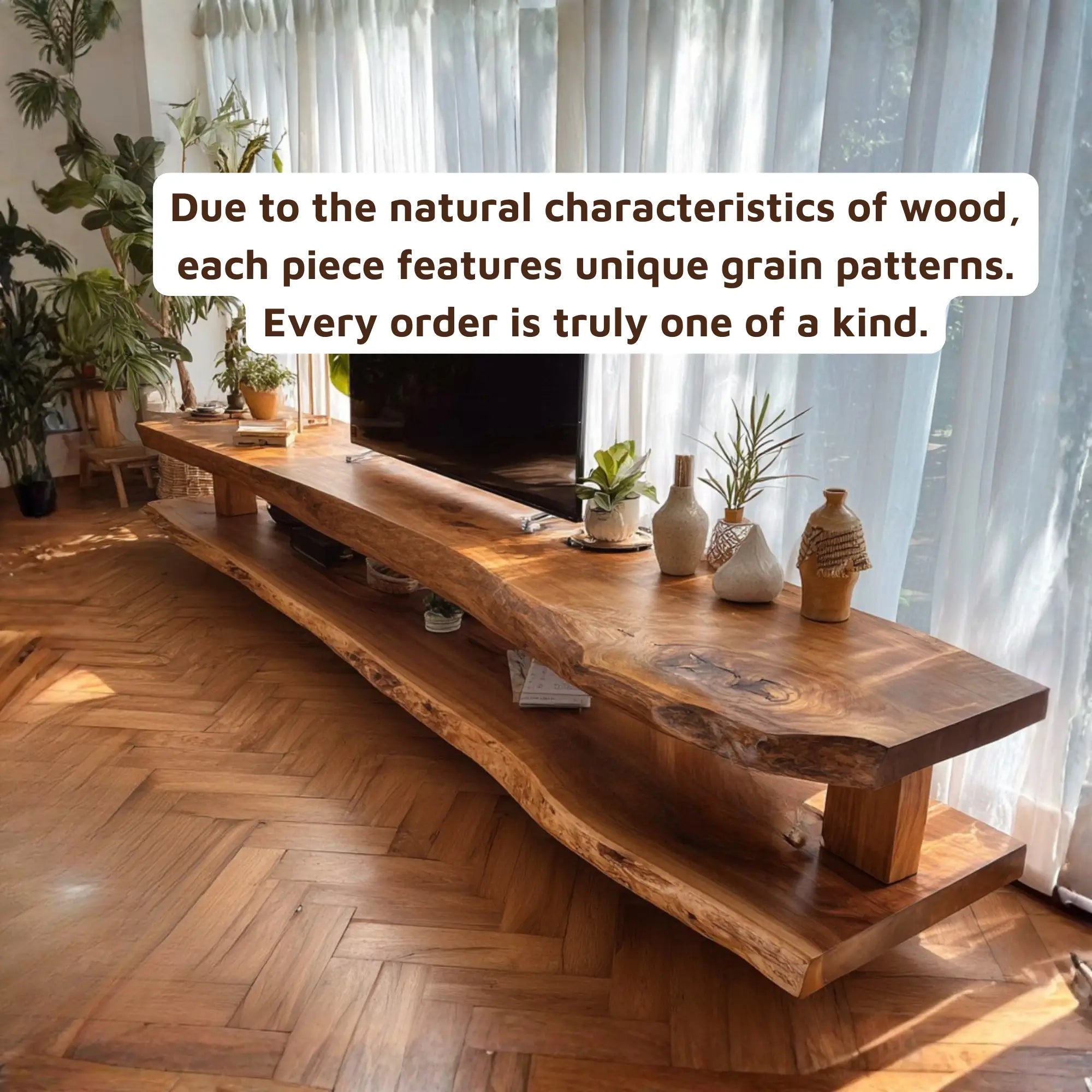 Live Edge Suar Wood 2 Tier Console TV Stand CTITV25001