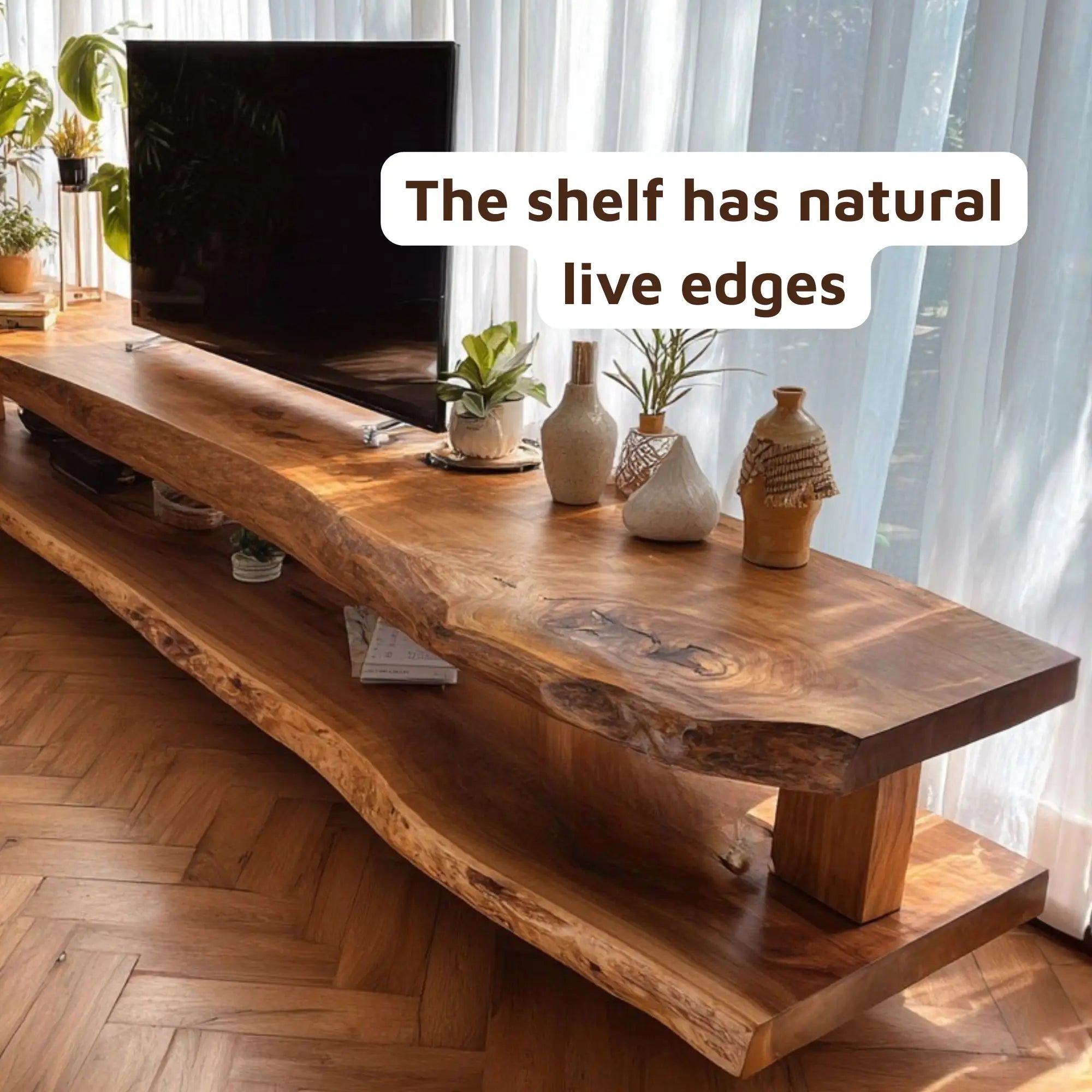 Live Edge Suar Wood 2 Tier Console TV Stand CTITV25001