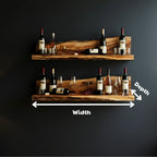 Live Edge Suar Wood Floating Wine Shelf CTIBAR25001